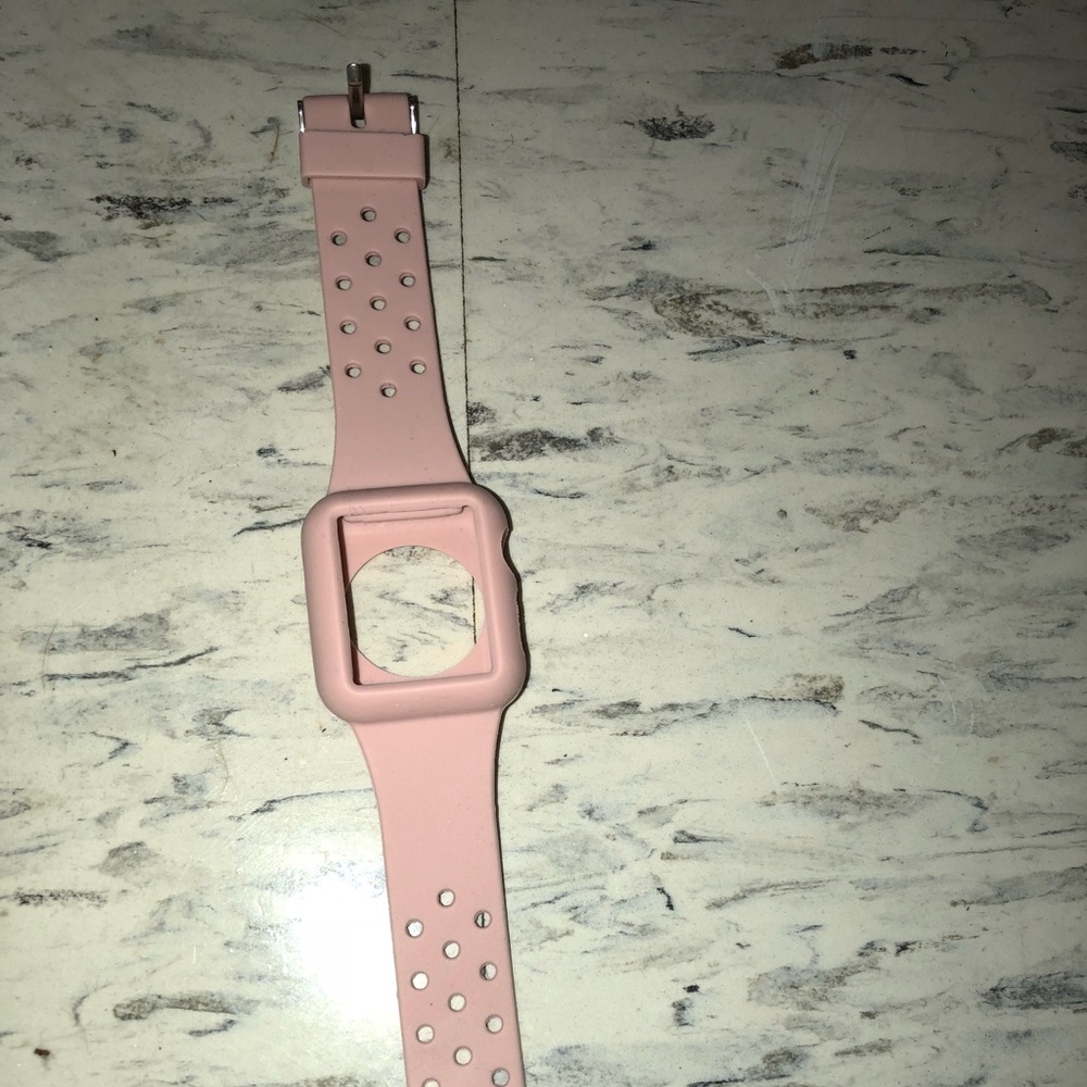 Pink Silicone Apple Watch band/case 38mm Series 1